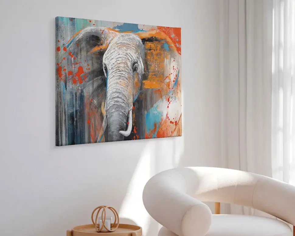 Billede Grunge elephant 80x120 cm