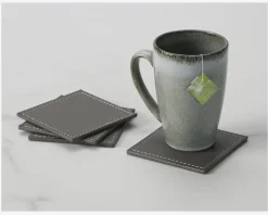Coaster Grå PU 4 Stk. 10x10 cm