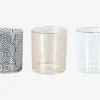 Fyrfadsstage Glas M/Guldkant Ass.Design