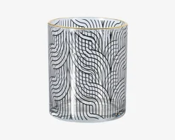 Fyrfadsstage Glas M/Guldkant Ass.Design