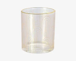 Fyrfadsstage Glas M/Guldkant Ass.Design