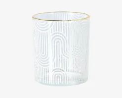 Fyrfadsstage Glas M/Guldkant Ass.Design