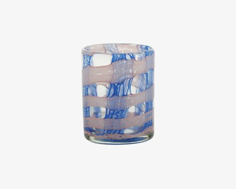 Glas Mønster Blå/Rosa H.11 cm