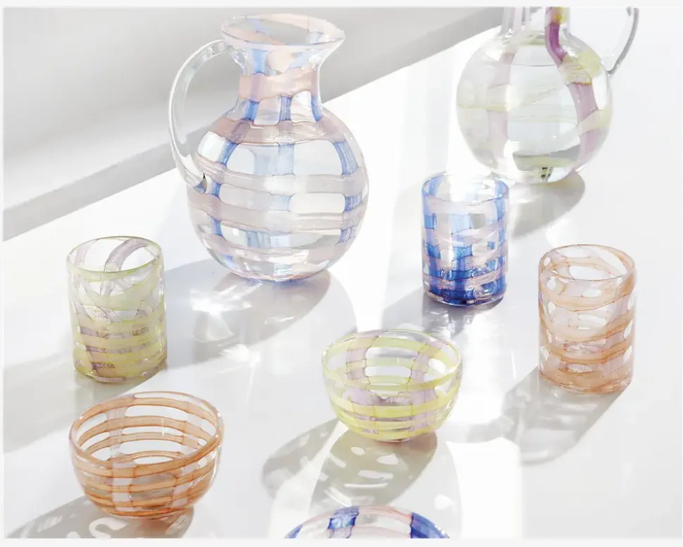 Glas Mønster Pink/Orange H.11 cm