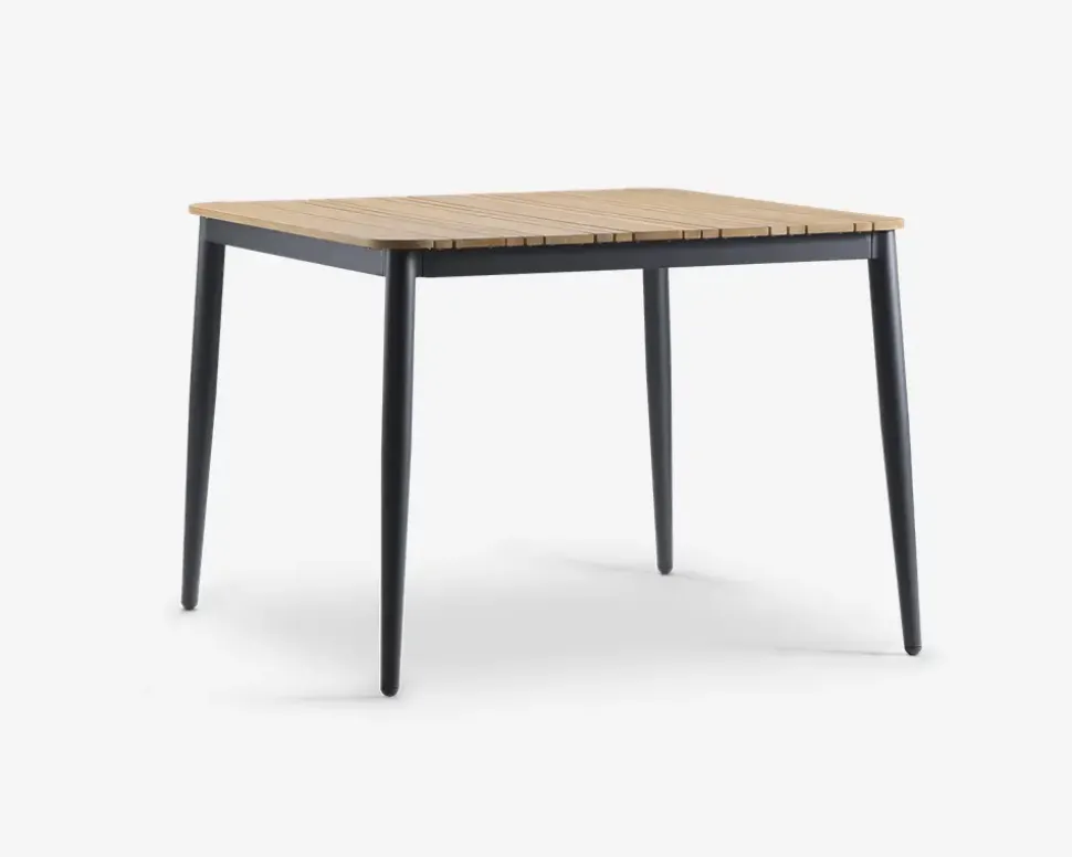Havebord teak/aluminium 100x100 cm