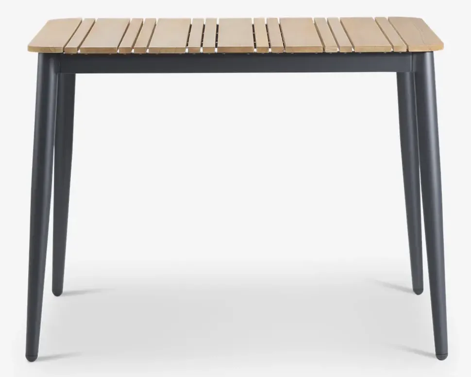 Havebord teak/aluminium 100x100 cm