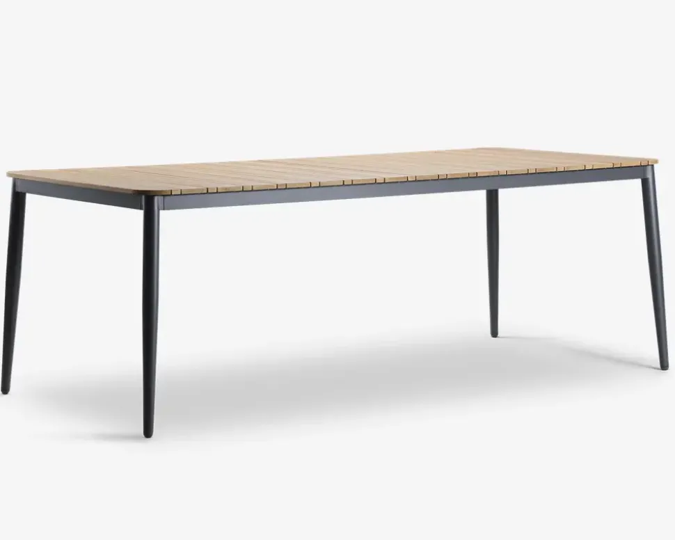Havebord teak/aluminium 100x210 cm