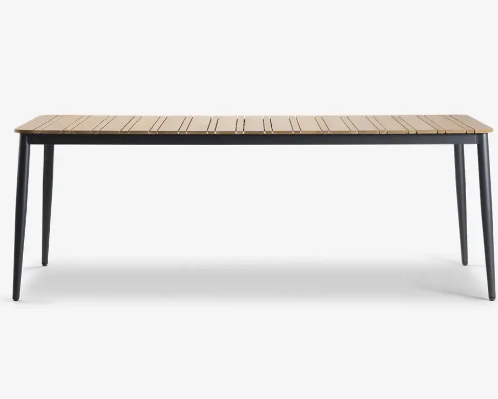 Havebord teak/aluminium 100x210 cm