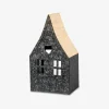 Hus t/fyrfadslys metal 7x5x14 cm