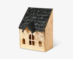 Hus t/fyrfadslys metal 9x7x12 cm