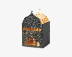 Hus t/fyrfadslys metal 7x8x13 cm