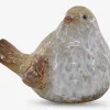 Keramik fugl sand/brun H.12 cm