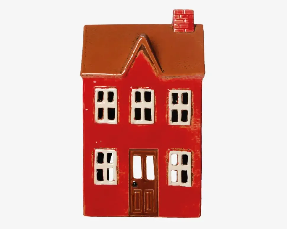 Keramikhus Til Lys Rød H.16 cm