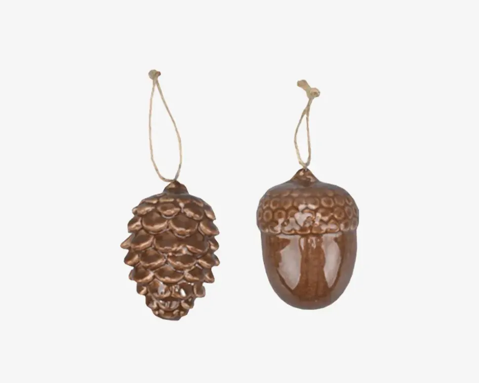 Kogle Ornament Ass. Brun H.8,5cm