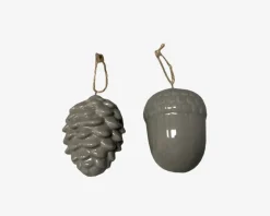 Kogle Ornament Ass. Grå H.8,5cm