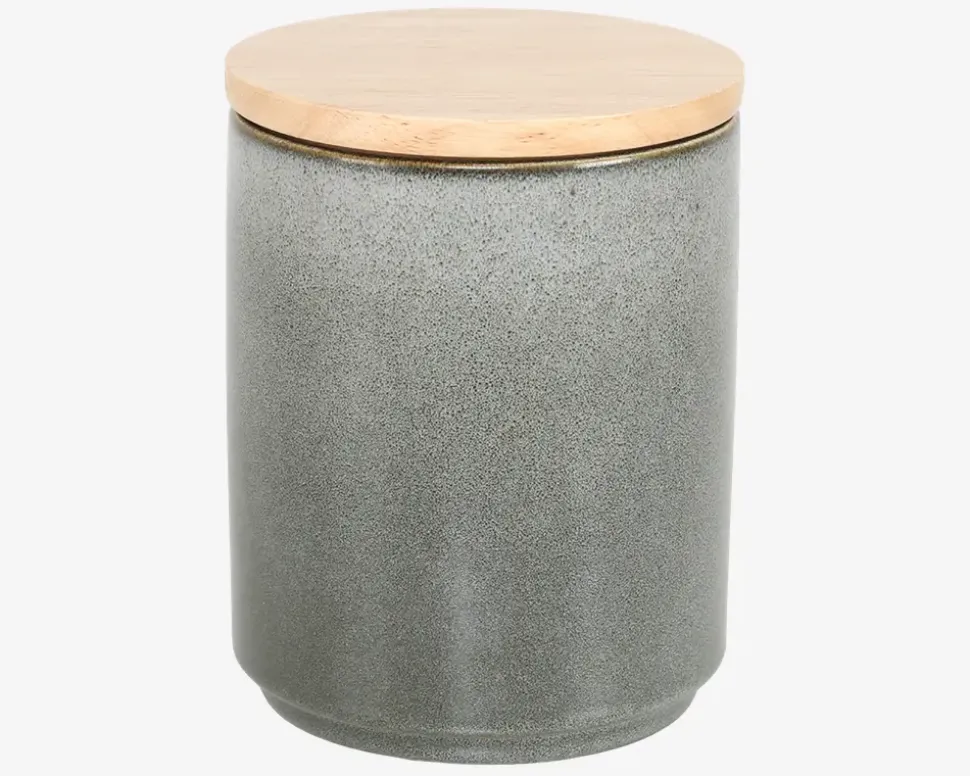 Krukke M. Trælåg Mat Grå H.15 cm