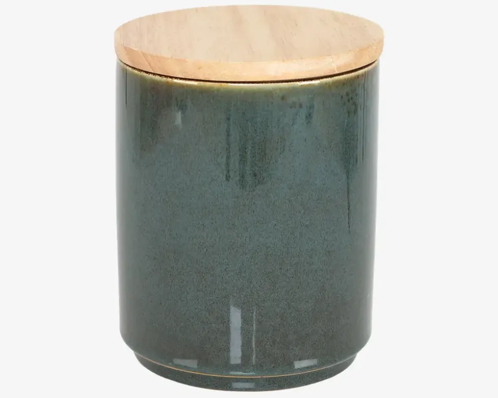 Krukke M. Trælåg Petrol H.15 cm