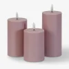 LED Bloklys 3pk Rosa Ø.7,5 cm