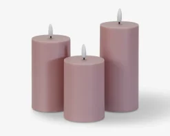 LED Bloklys 3pk Rosa Ø.7,5 cm