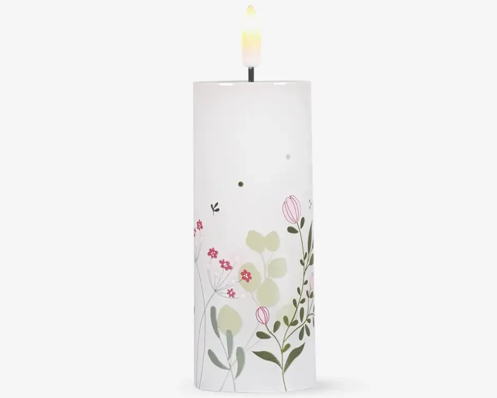 LED lys voks 3 stk. grøn blomster