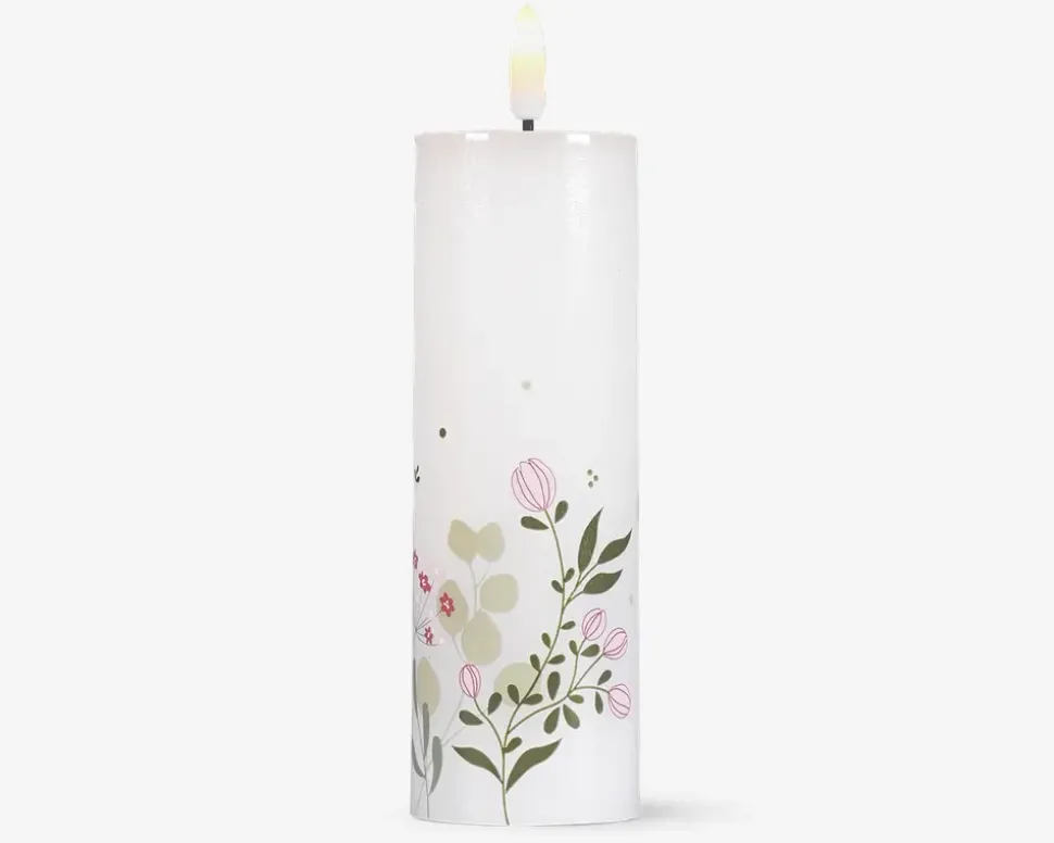 LED lys voks 3 stk. grøn blomster