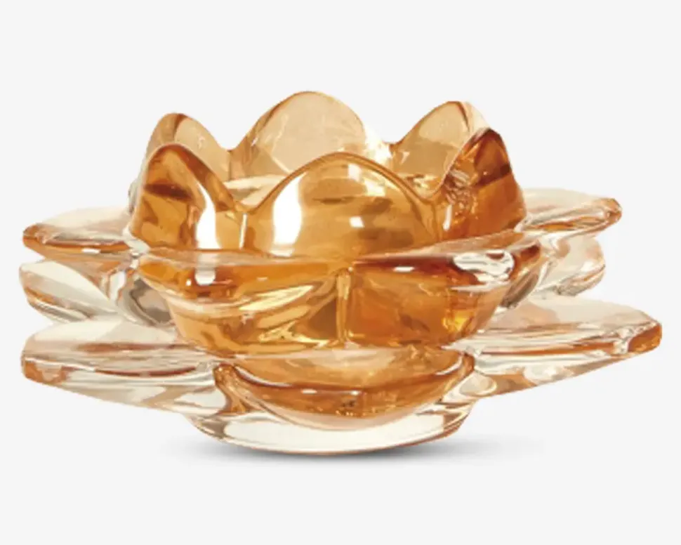 Loe fyrfadsstage lotusblomst amber Ø.12 cm