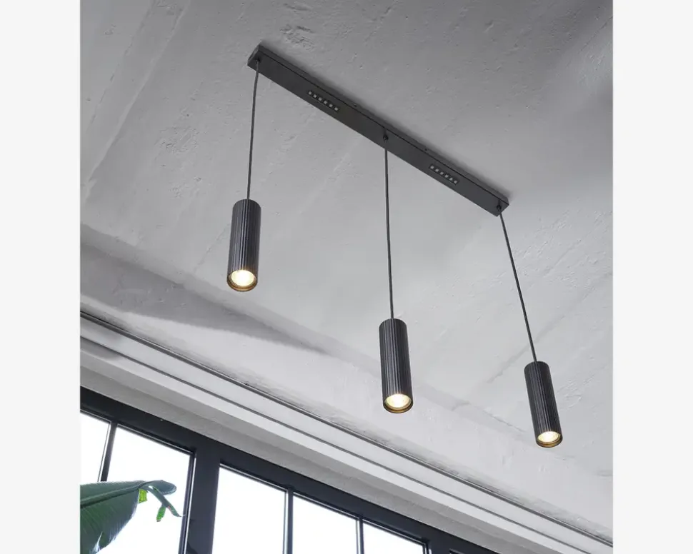 Loftlampe Drums sort L.82,5 cm