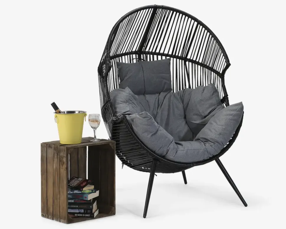 Loungestol Cozy i sort/grå