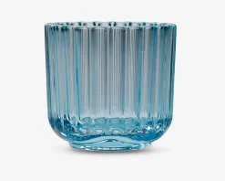 Lyngby fyrfadsstage glas lyseblå H.6,5 cm