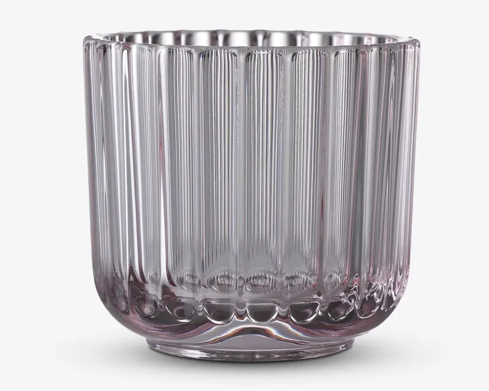 Lyngby fyrfadsstage glas pink H.6,5 cm