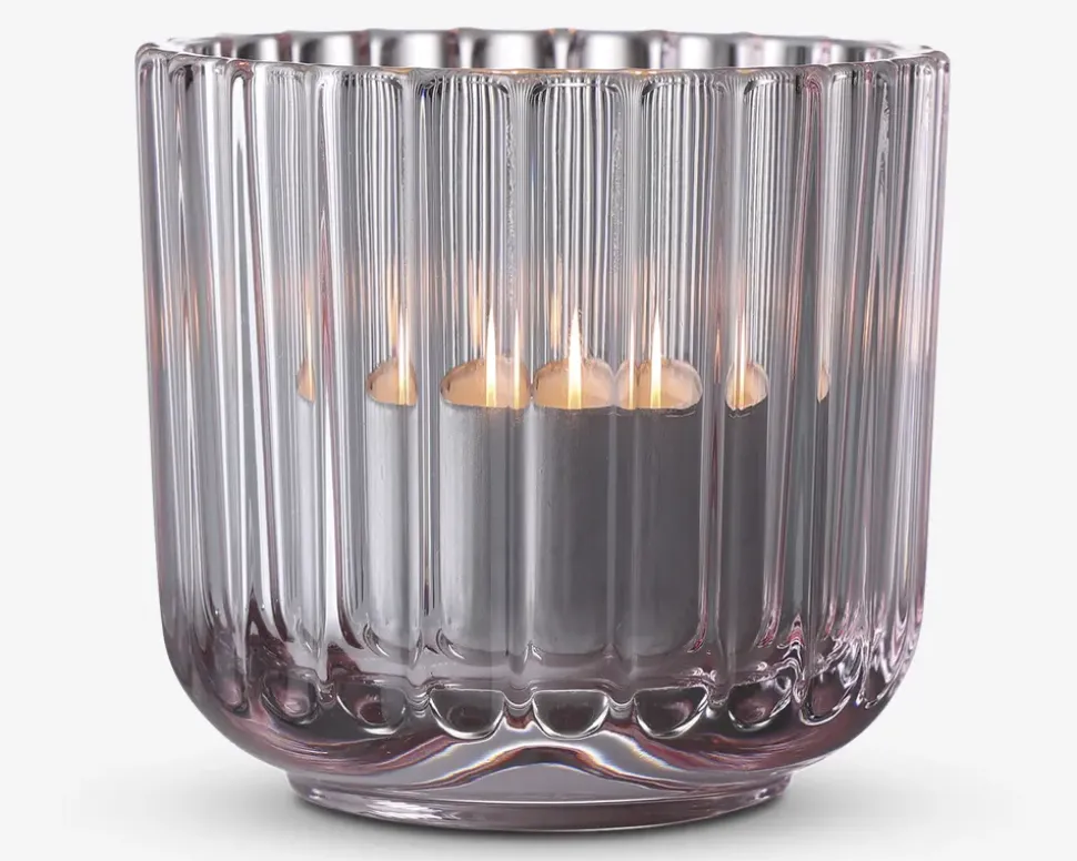 Lyngby fyrfadsstage glas pink H.6,5 cm