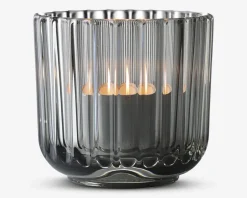 Lyngby fyrfadsstage glas røgfarvet H.6,5 cm