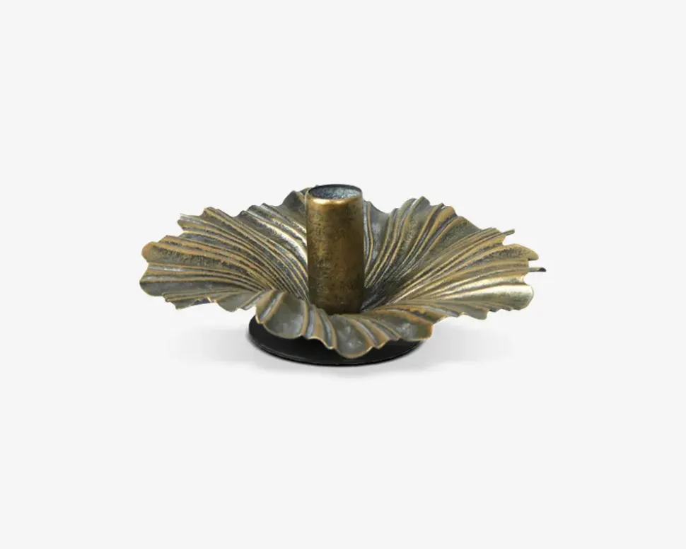 Lysestage Blad Guld H.6xØ.16 cm