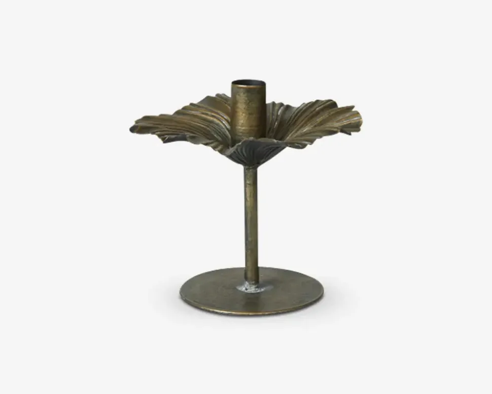 Lysestage Blad Guld H.15xØ.16 cm