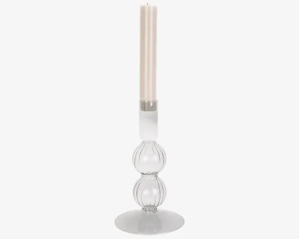 Lysestage Bubbles Klar H.16 cm