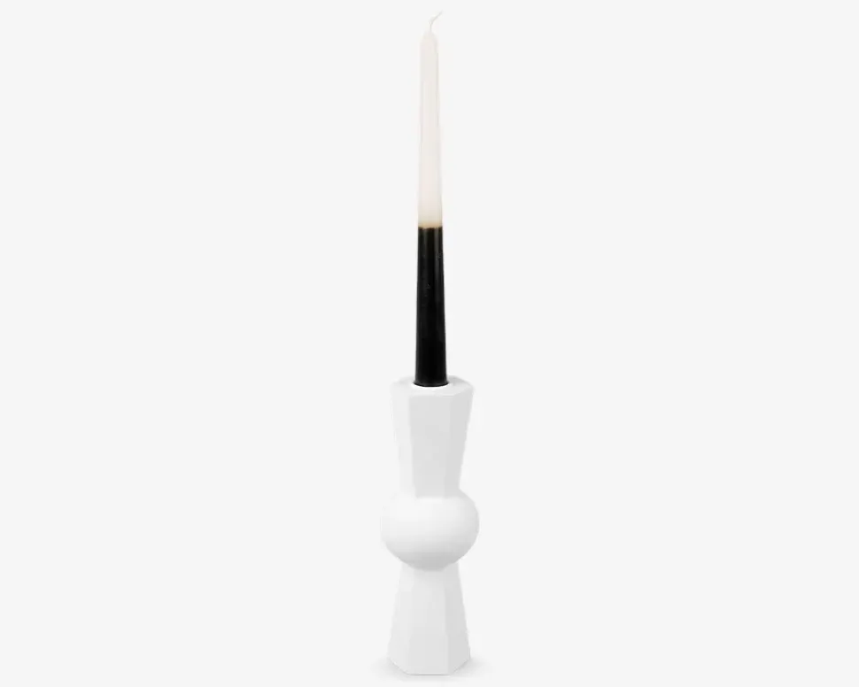 Lysestage Geo Count hvid H.20 cm