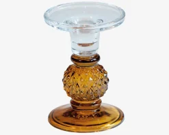 Lysestage Klar/Amber H.13 cm