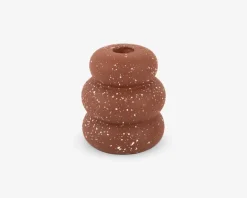 Lysestage ringe cement brun H.11 cm