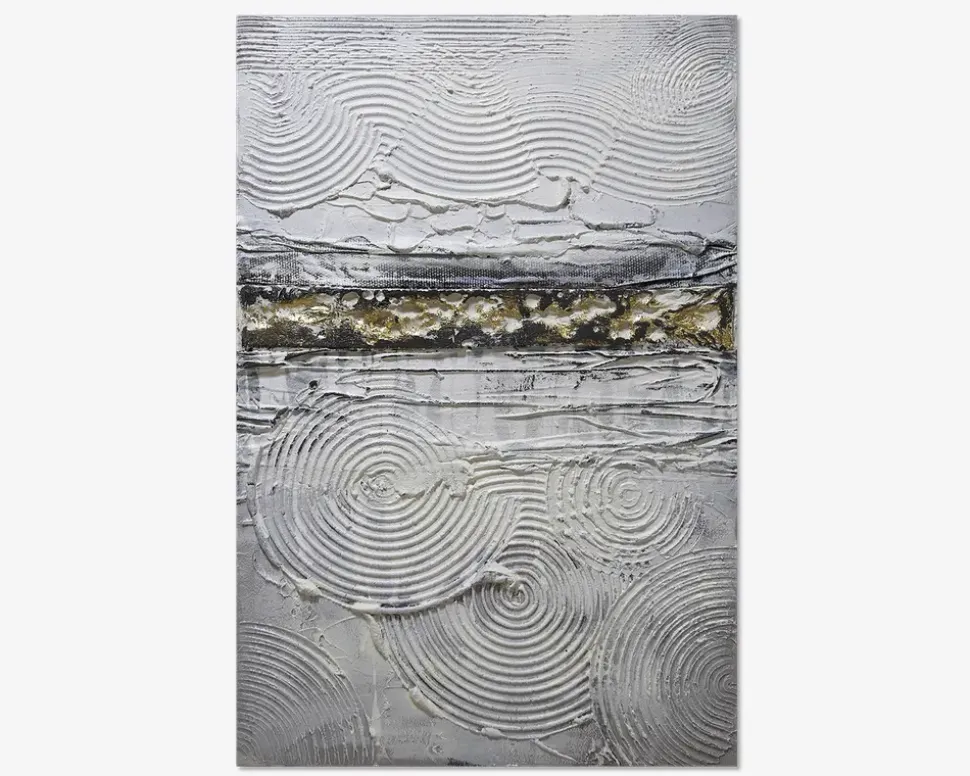 Maleri abstrakt hvid/guld 80x120 cm
