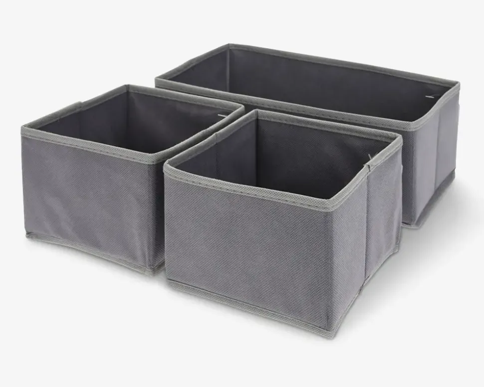 Opbevaringskasser grå 3 stk.