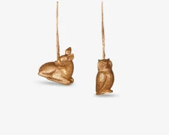 Ornament ugle/rådyr guld ass H.5 cm