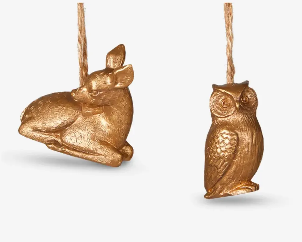 Ornament ugle/rådyr guld ass H.5 cm