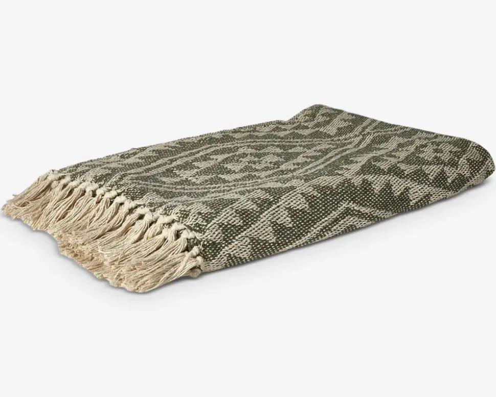 Plaid Med Mønster Olive/Natur 130x170