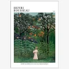 Plakat Femme Se Promenant Dans Une Foret Exotique