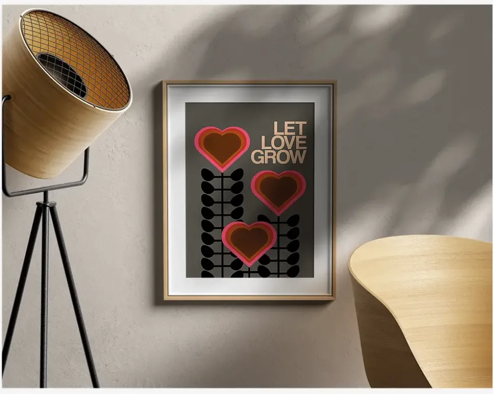 Plakat Let Love Grow Gray