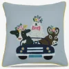Pude broderi bomuld dyr 45x45 cm