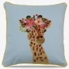 Pude broderi bomuld giraf 45x45 cm