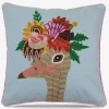 Pude broderi bomuld struds pink 45x45 cm
