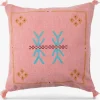 Pude kvast/broderi lyserød 45x45 cm