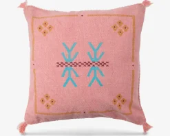 Pude kvast/broderi lyserød 45x45 cm